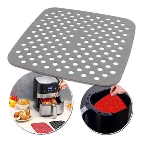 Forro Silicone para Air Fryer Quadrada Cinza 19cm Mimo Style