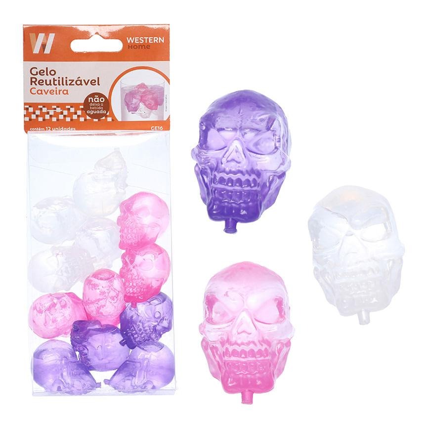 Gelo Reutilizável de Caveira com 12 unidades