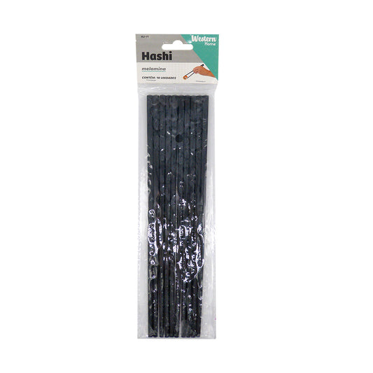 Hashi Melamina Preto com 5 pares 24cm