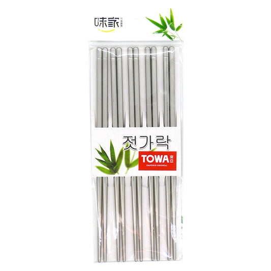 Conjunto com 5 Pares de Hashi de Aço Inoxidável Polido 22,5cm Towa