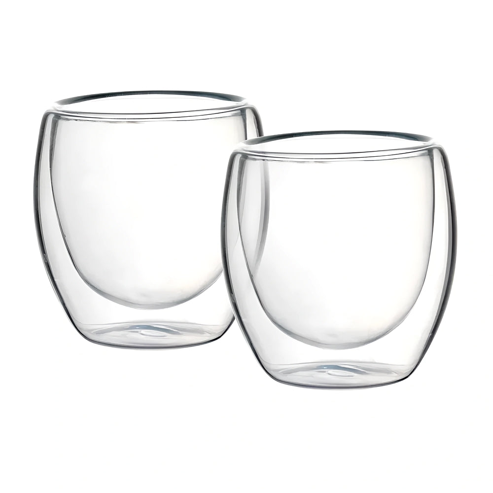 Jogo com 2 Copos de Parede Dupla em Vidro Borossilicato 240ml