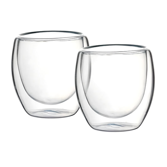 Jogo com 2 Copos de Parede Dupla em Vidro Borossilicato 240ml