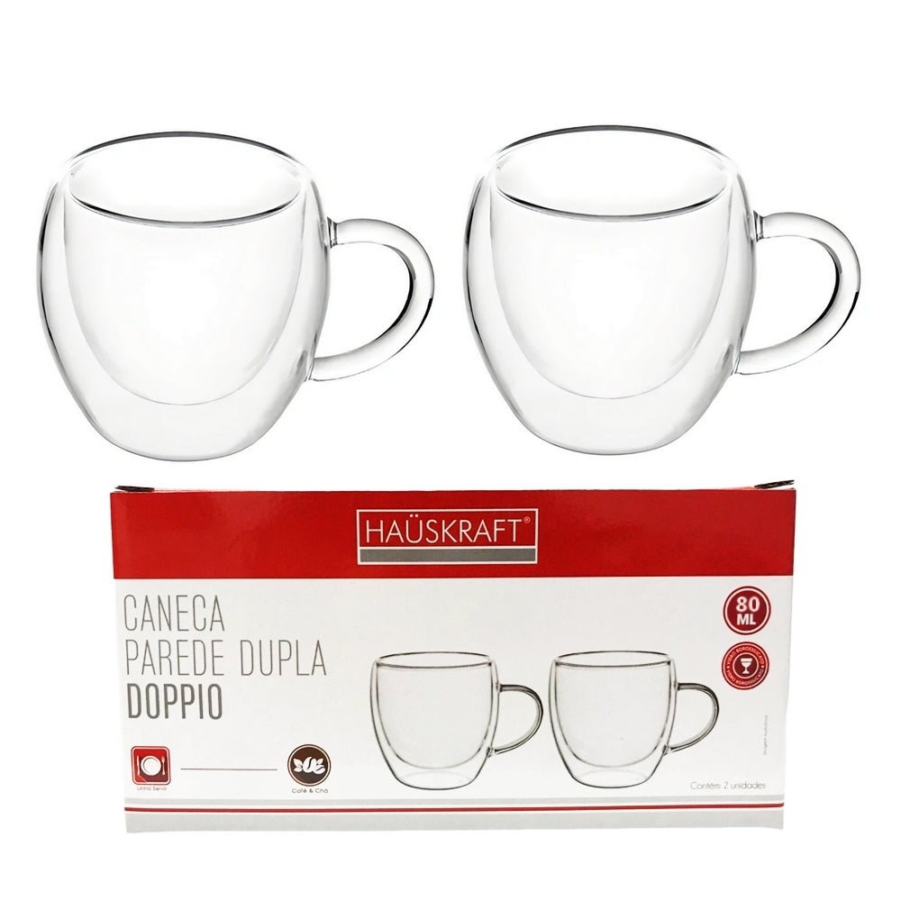 Jogo com 2 Xícaras Parede Dupla Doppio 800ml