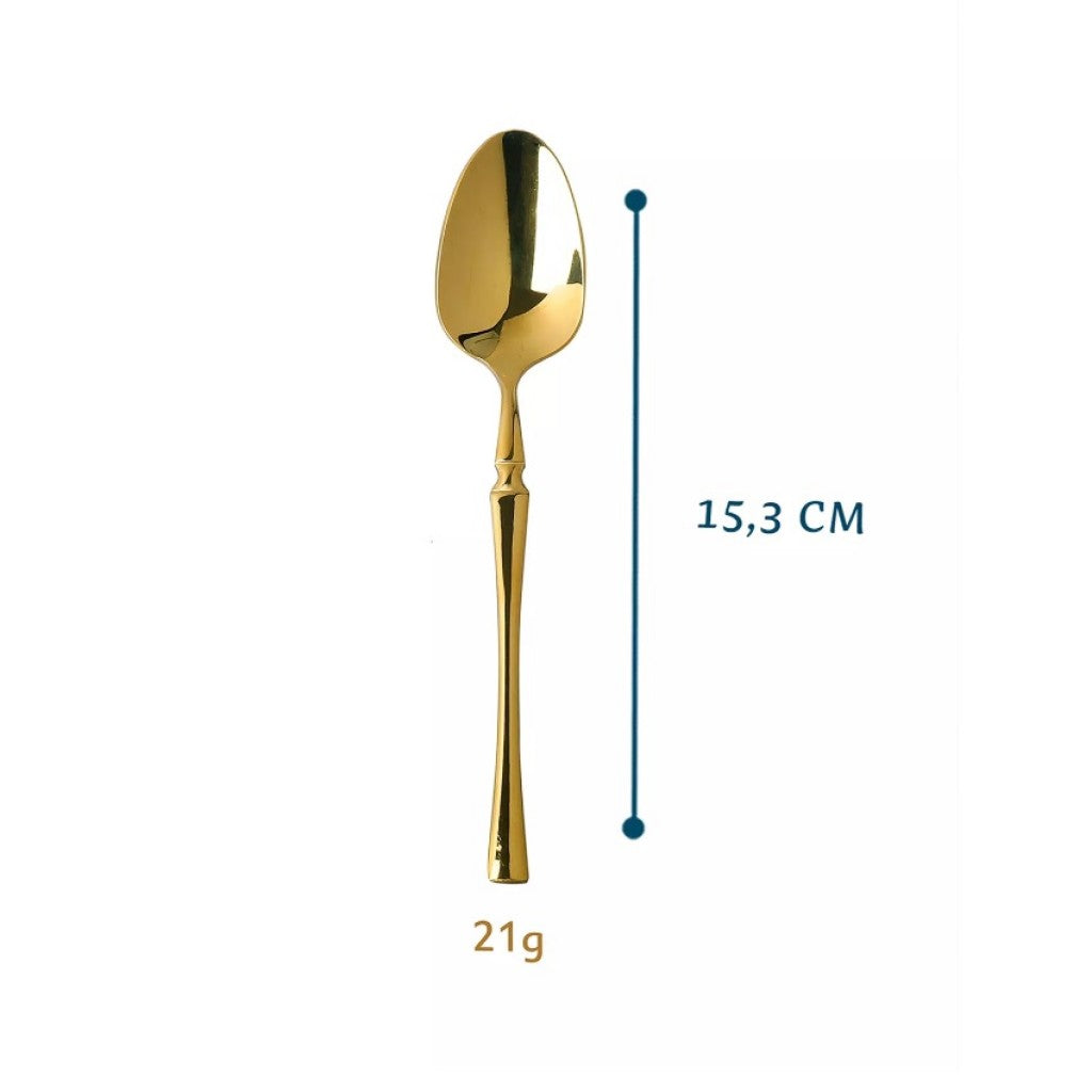 Kit de 6 Colheres Sobremesa Gold Classic Dolce Home