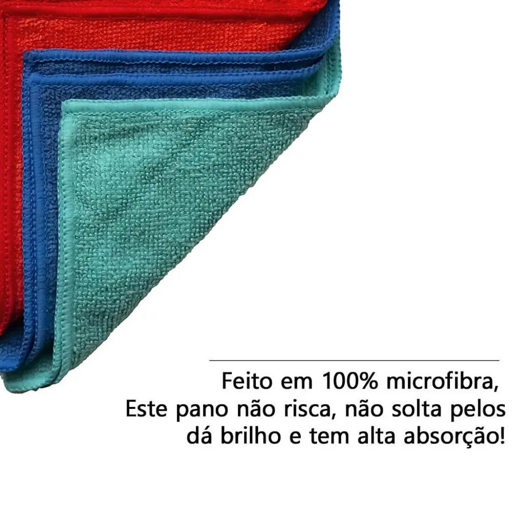 Kit 3 Panos Microfibra Multiuso Sortido 30x30cm Powermaid