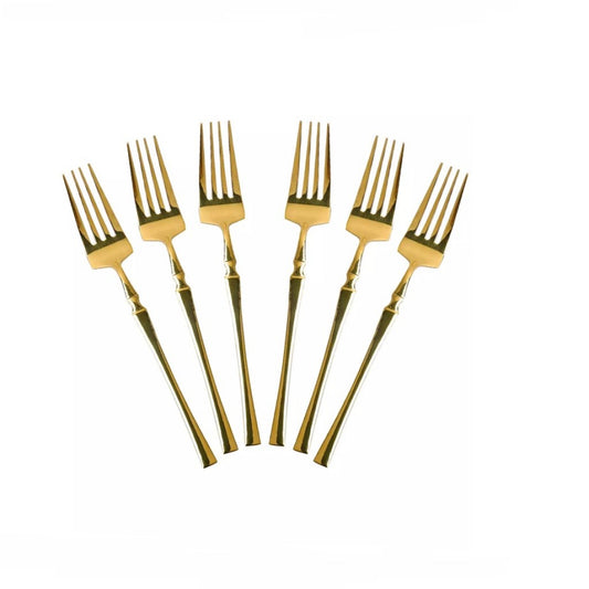 Kit 6 Garfos Dourados Inox Dolce Home Gold Classic