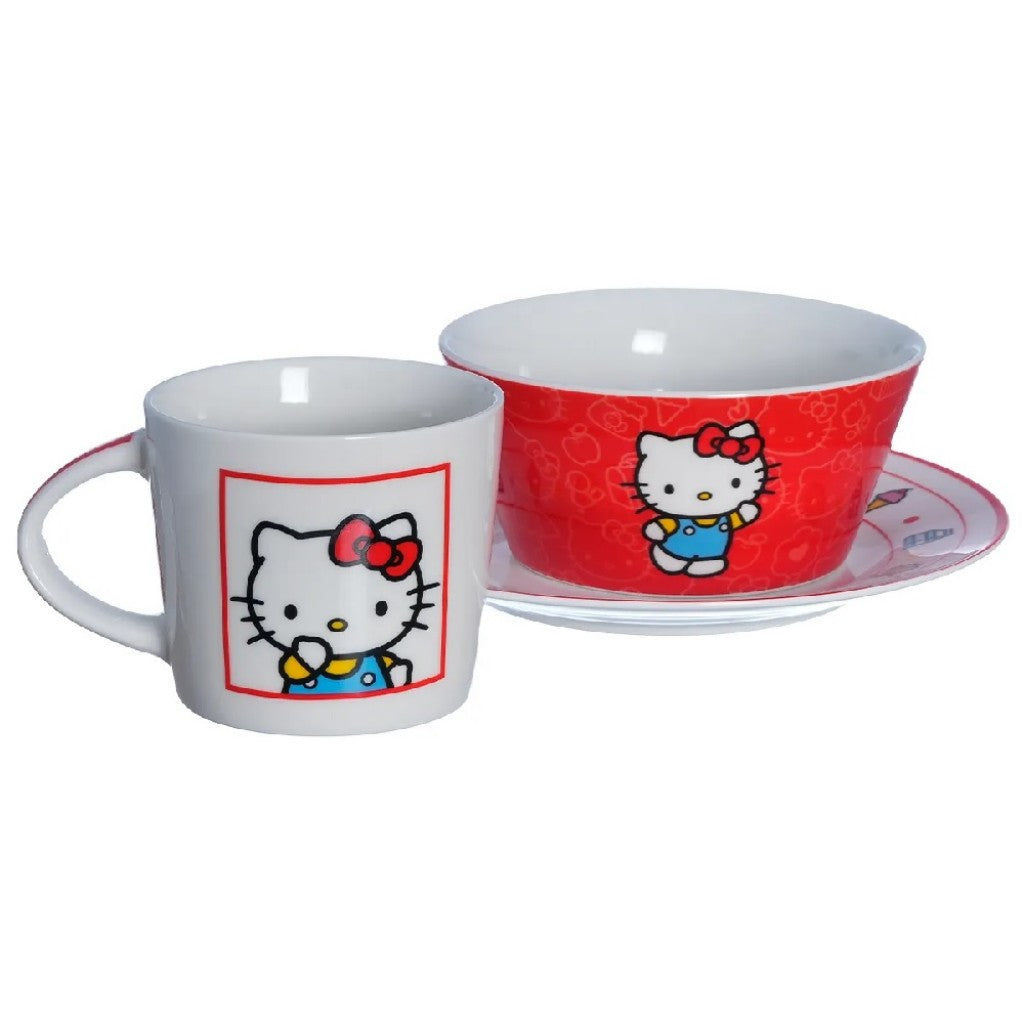 Kit Café da Manhã Hello Kitty Cerâmica 3 Peças Zona Criativa
