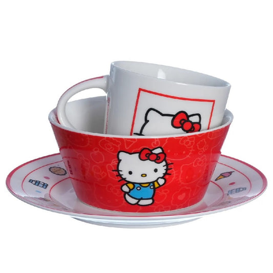 Kit Café da Manhã de Cerâmica Hello Kitty 3 Peças Zona Criativa