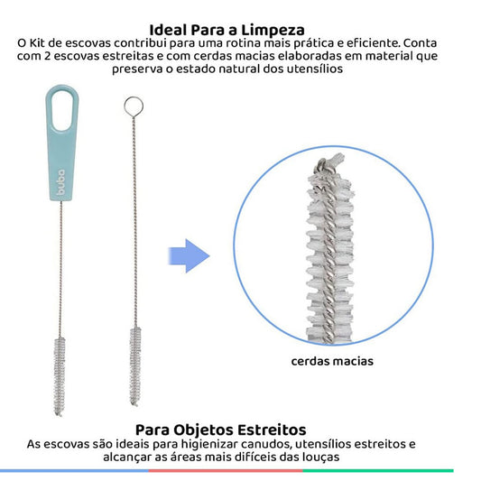 Kit Escovas Canudo Azul com 2un Buba