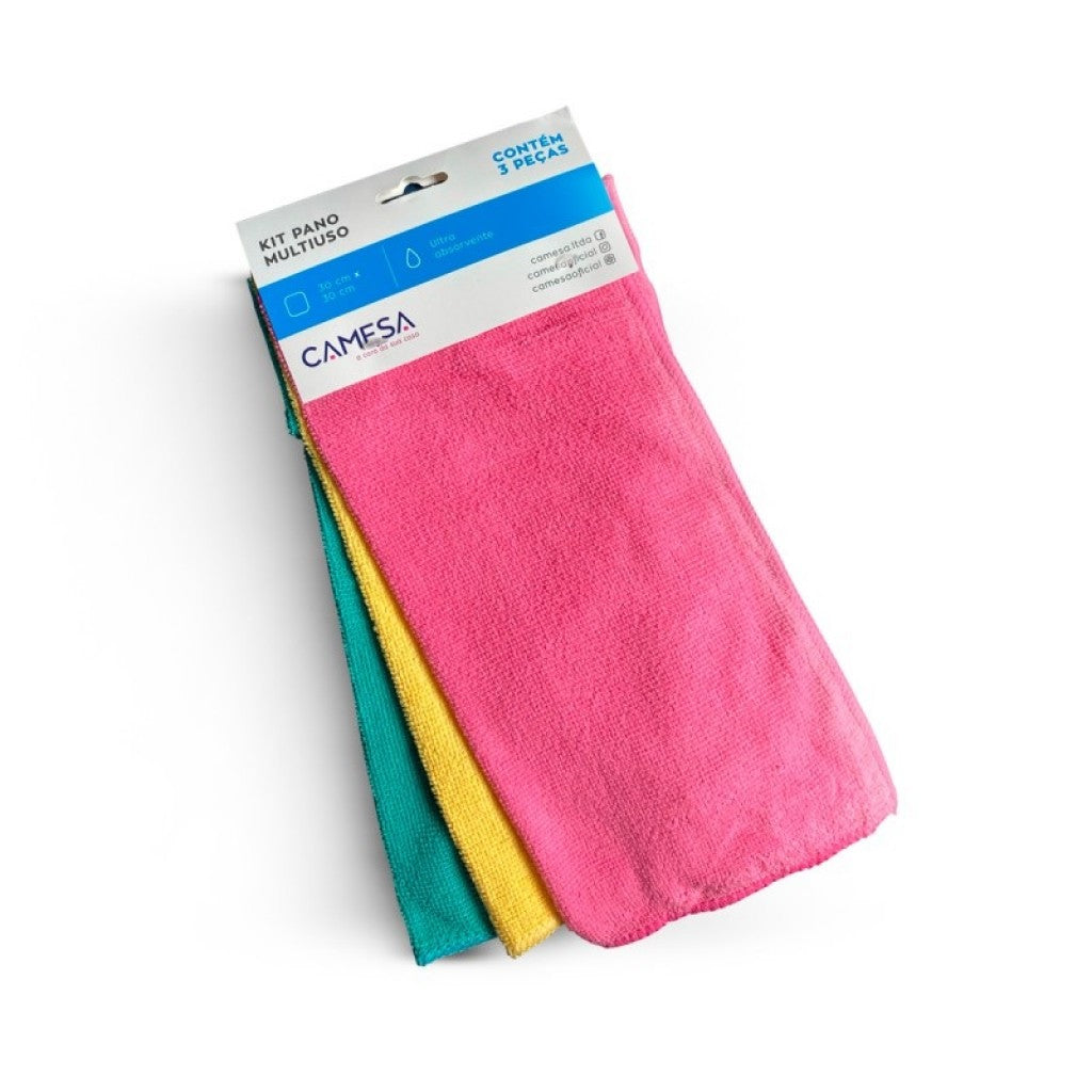 Kit Pano Multiuso Liso 3 Pcs 30cmx30cm Sortido Camesa