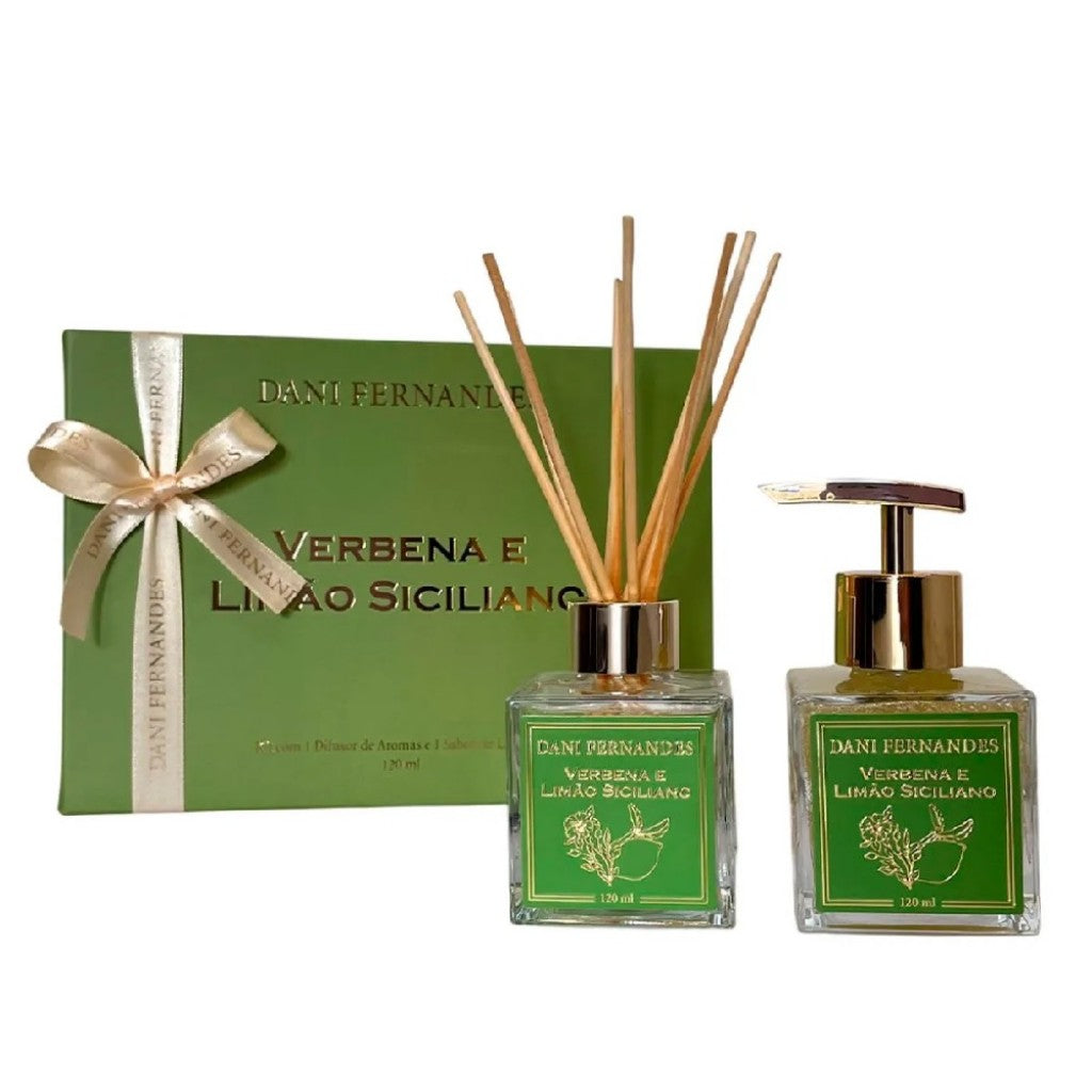 Kit com 1 Difusor de Aromas e 1 Sabonete Líquido Verbena e Limão Siciliano 120ml Dani Fernandes