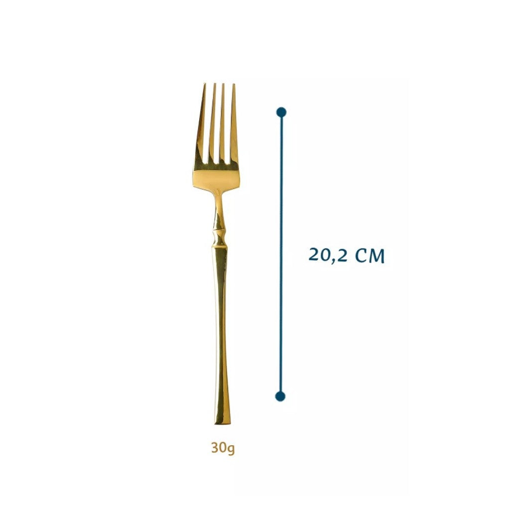 Kit 6 Garfos Dourados Inox Dolce Home Gold Classic