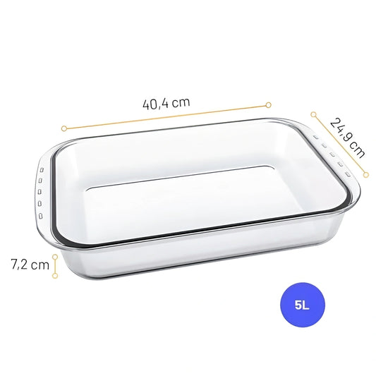 LASANHEIRA RETANGULAR VIDRO TEMPERADO 5L MARINEX