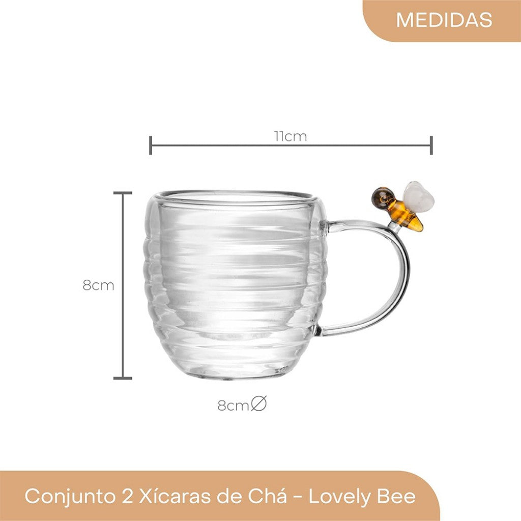 Conjunto 2 Xícaras de Chá Lyor Lovely Bee 180ml