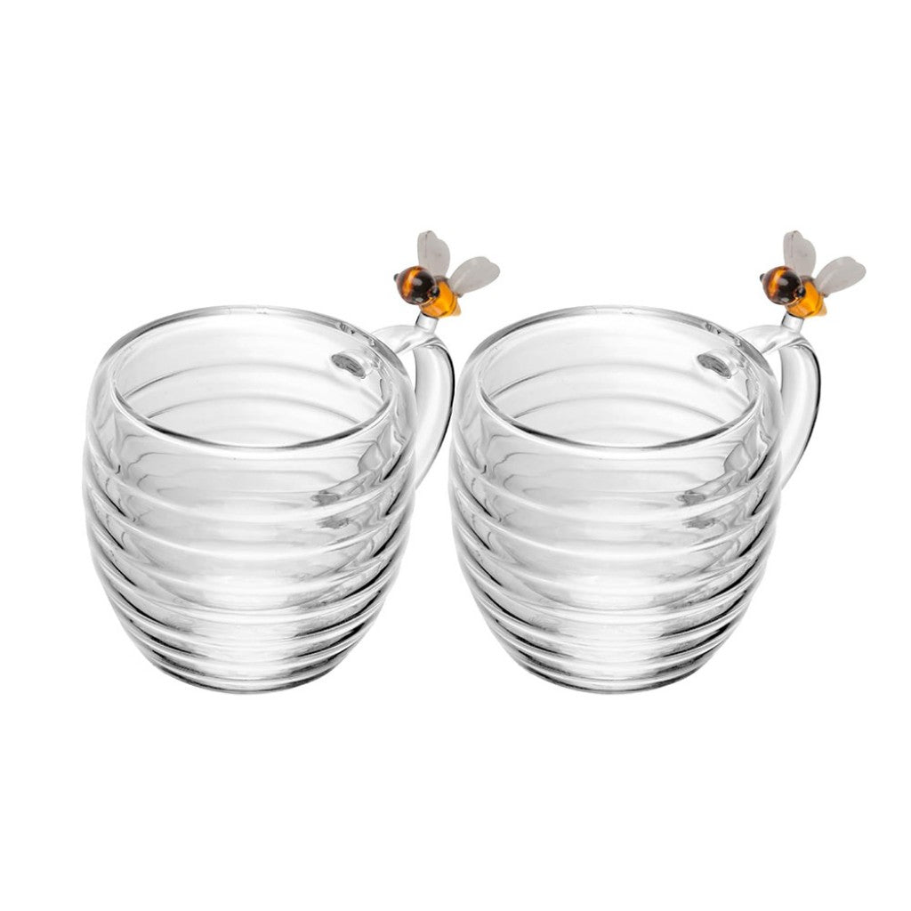 Conjunto de Xícaras de Chá de Vidro Lovely Bee 2 Unidades 180ml Lyor