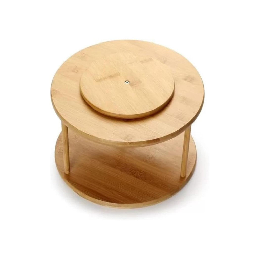 ORGANIZADOR GIRATORIO 2 ANDARES DE BAMBU 30CMX30CMX18,5CM LYOR