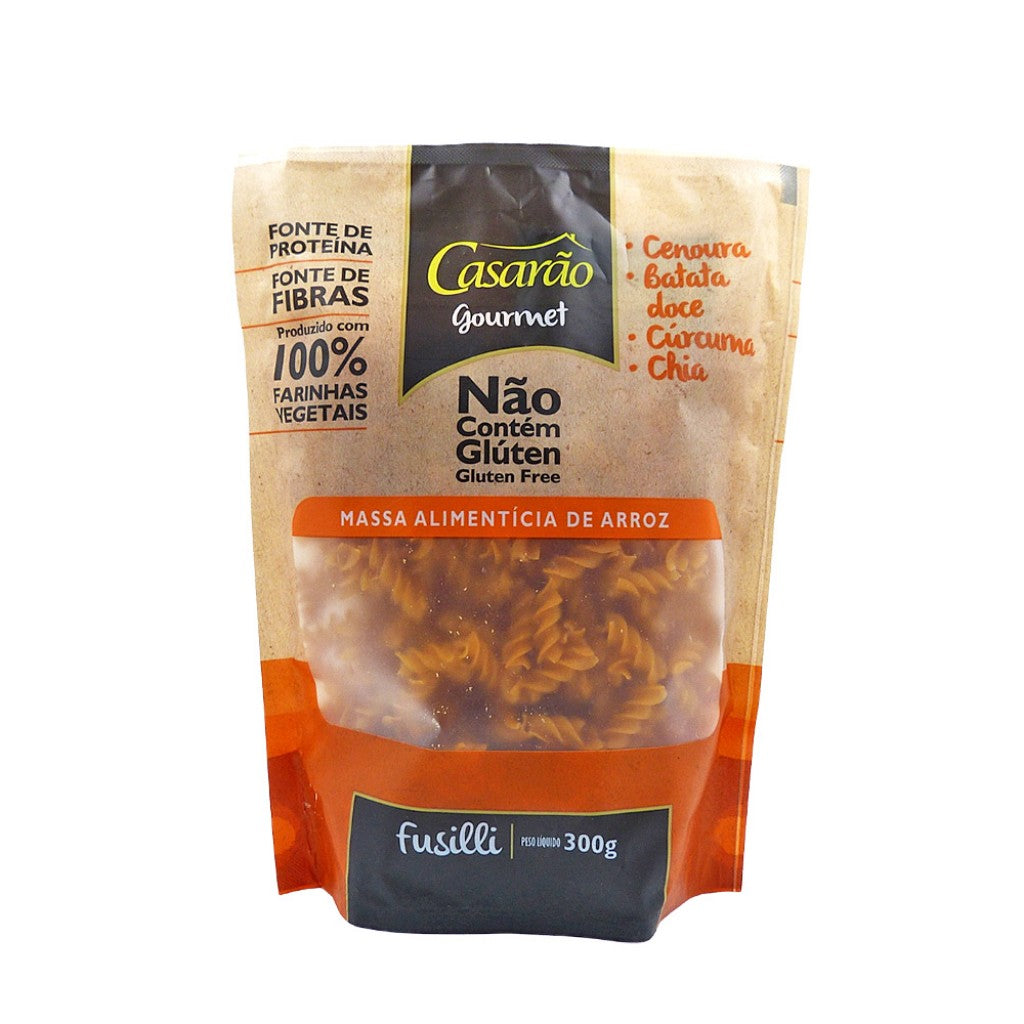Macarrão Fusilli Cenoura Batata Doce Curcuma e Chia 300g Casarão