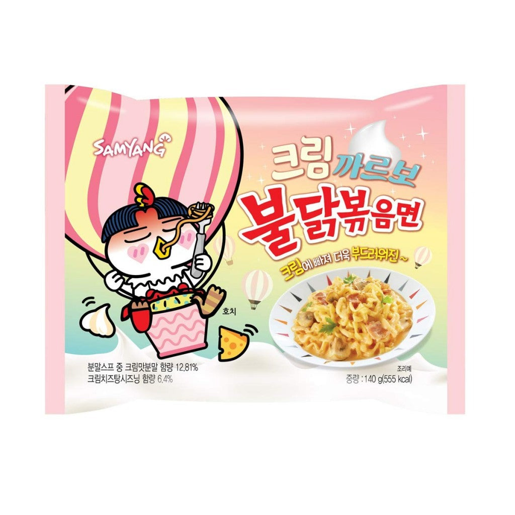 Macarrão Instantâneo Buldak sabor Frango Picante Cream Carbonara Pacote 140g Samyang