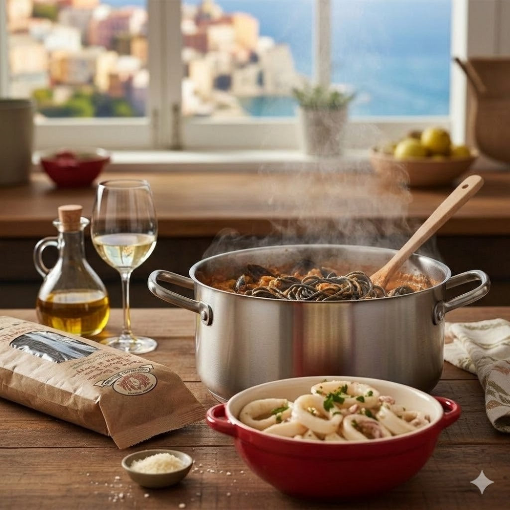 Macarrão Tonnarelli Al Nero Di Seppia 500g Rustichella Dabruzzo