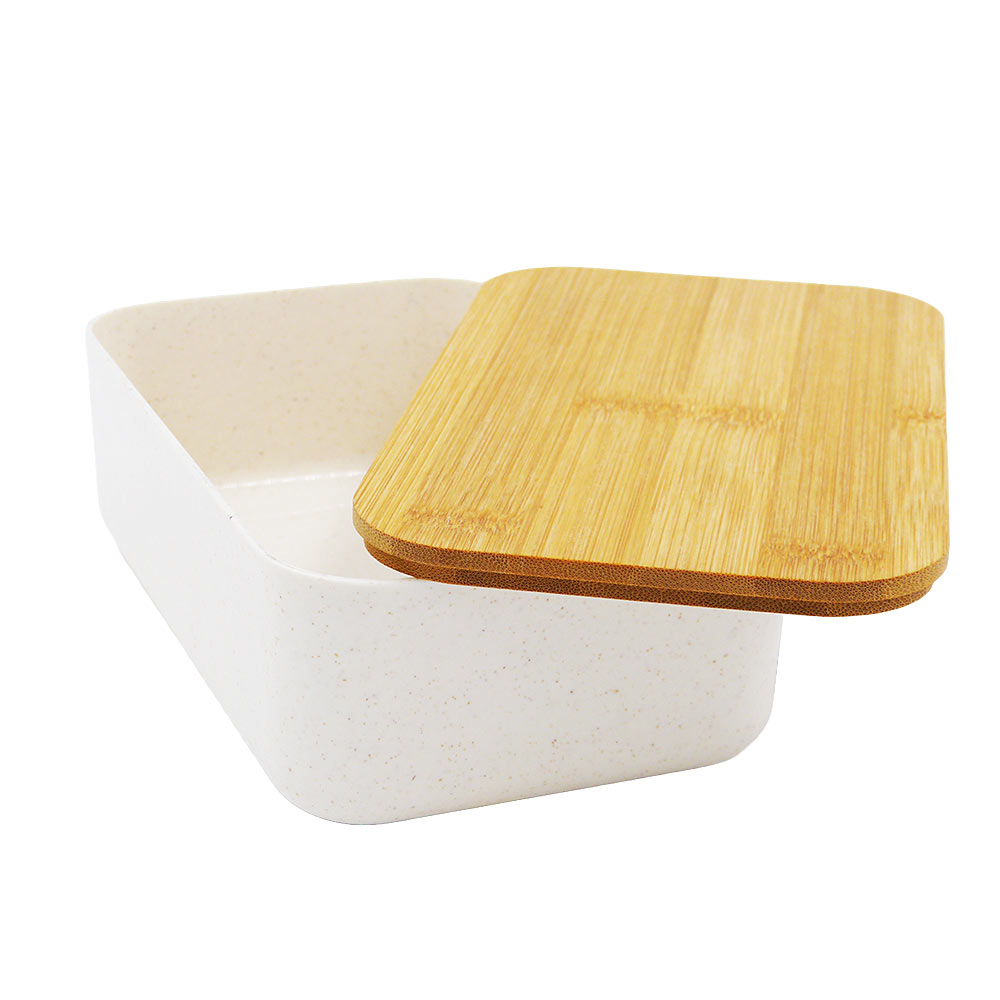 Marmiteira Fibra de Bambu c/Talheres Bege 19,5x11,5x6,5cm