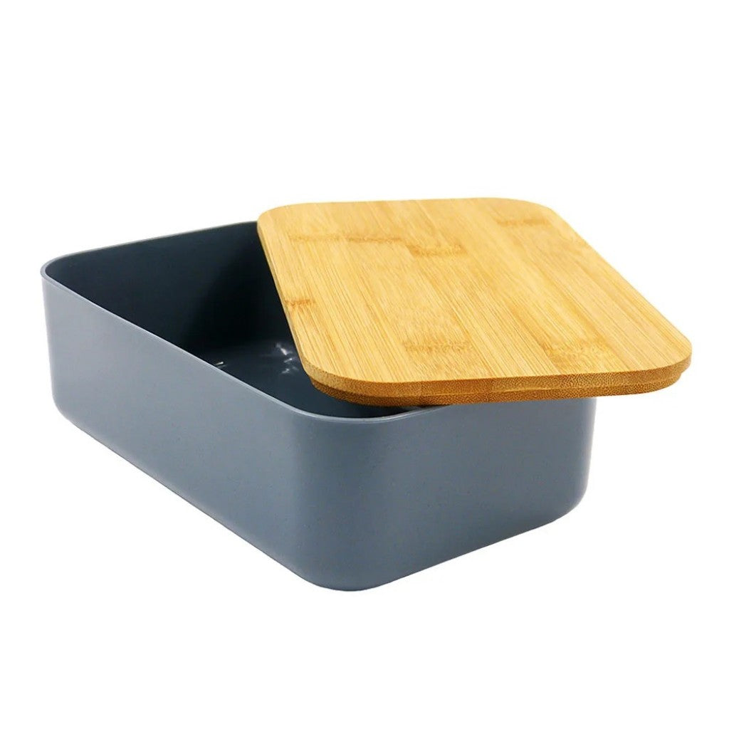 Marmiteira Fibra de Bambu c/Talheres Cinza 19,5x11,5x6,5cm Hauskraft