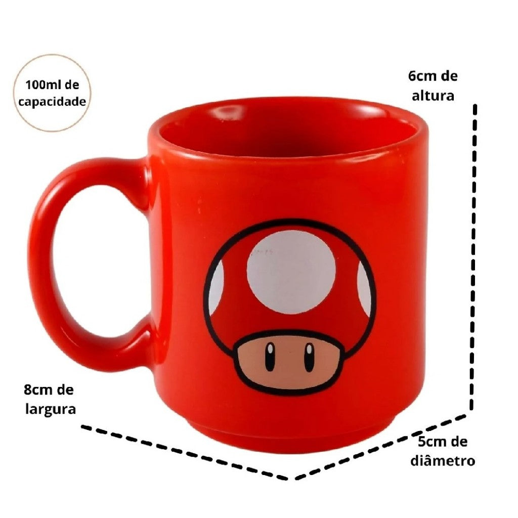 Mini Caneca Super Mario Mushroom 100ml Zona Criativa