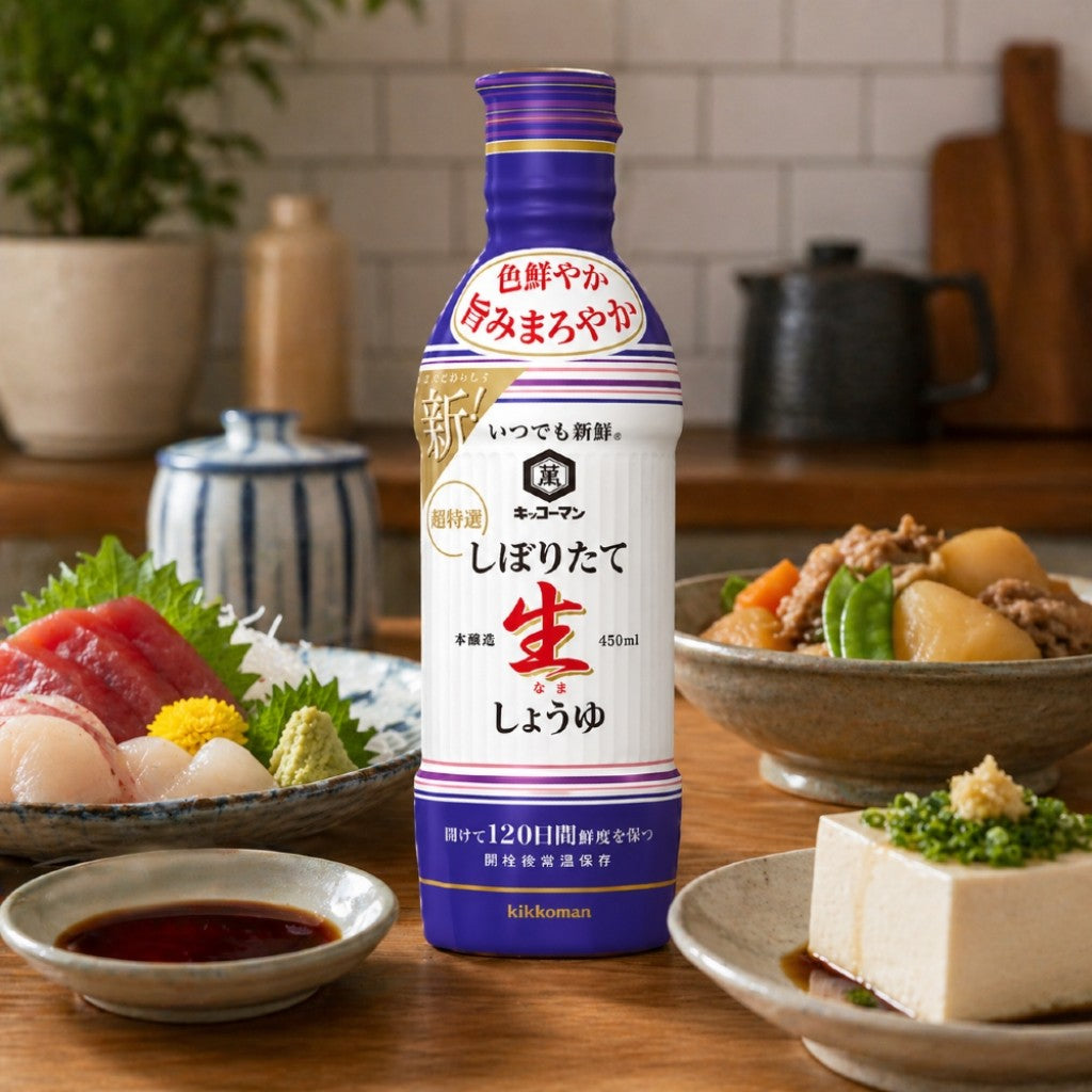 Molho de Soja Shoyu Shiboritate Nama 450ml Kikkoman
