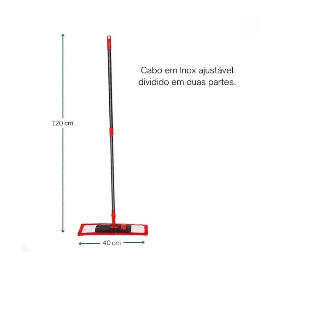 Mop Microfibra Flat Tamanho Unico Vernelho e Cinza Poweraid