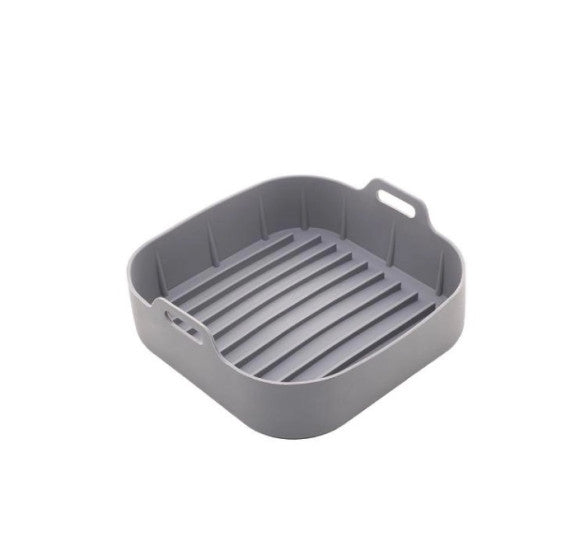 Panela Silicone para Air Fryer Quadrada 21x19.5cm Cinza Mimo Style