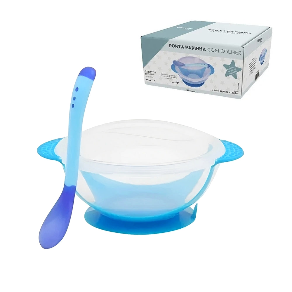 Porta-Papinha com Colher Azul 350ml Western Baby