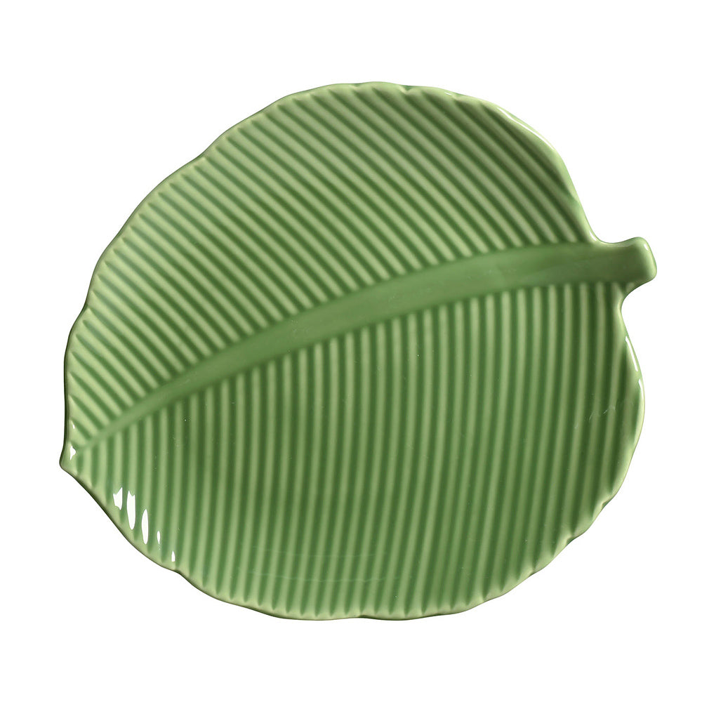 PRATO RASO RELEVADO LEAVES VERDE 32CM SCALLA