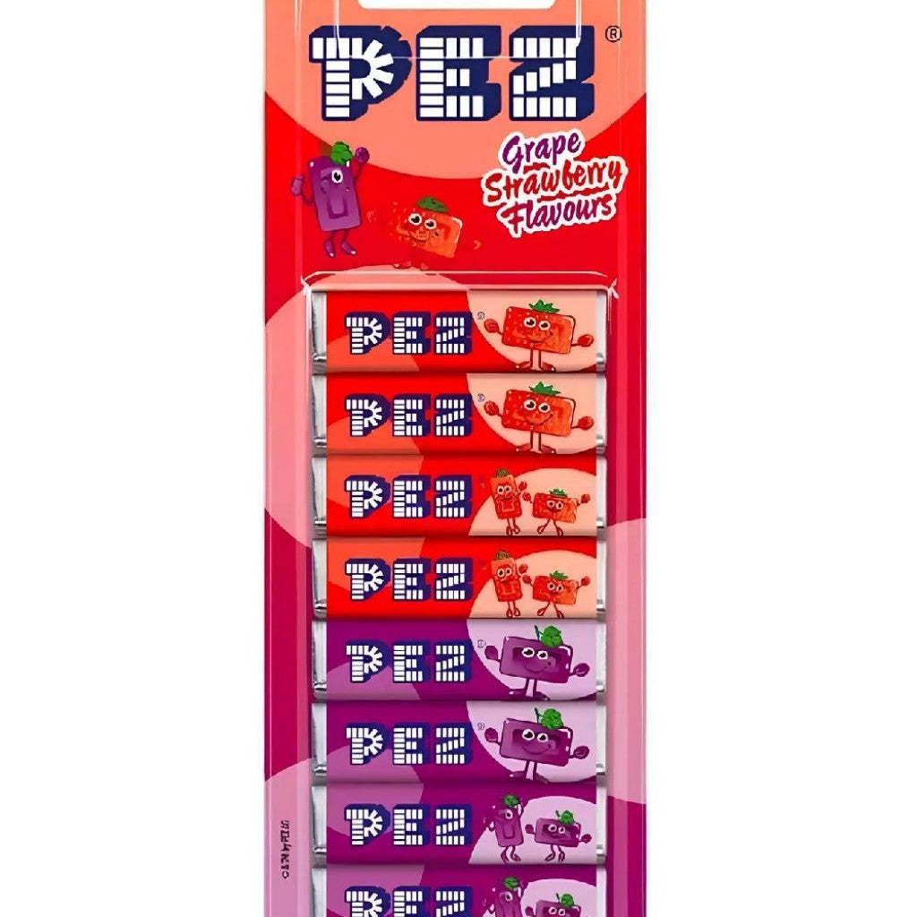 Pastilha 8 Pack Refil Morango e Uva 68g - Pez