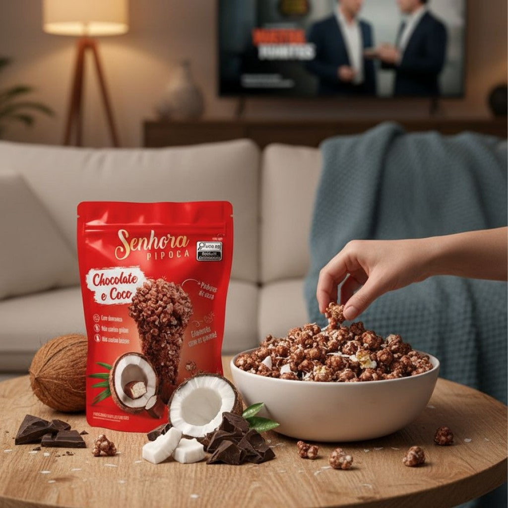 Pipoca Doce Sabor Chocolate e Coco 90g Senhora Pipoca