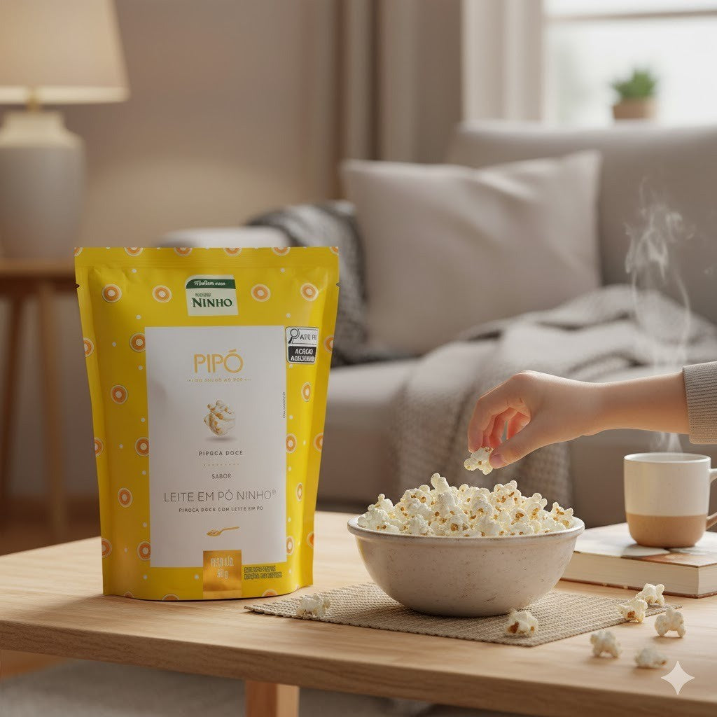Pipoca Doce sabor Leite em Pó Ninho 90g Pipó