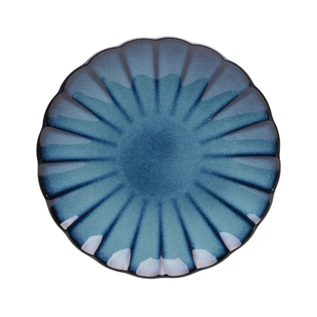 Prato Sobremesa Cerâmica Scallop Azul 21cm Wolff