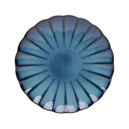 Prato Sobremesa Cerâmica Scallop Azul 21cm Wolff