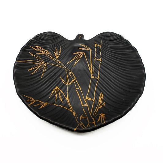 Prato Sobremesa Jam Folha Ceramica Preto - Scalla