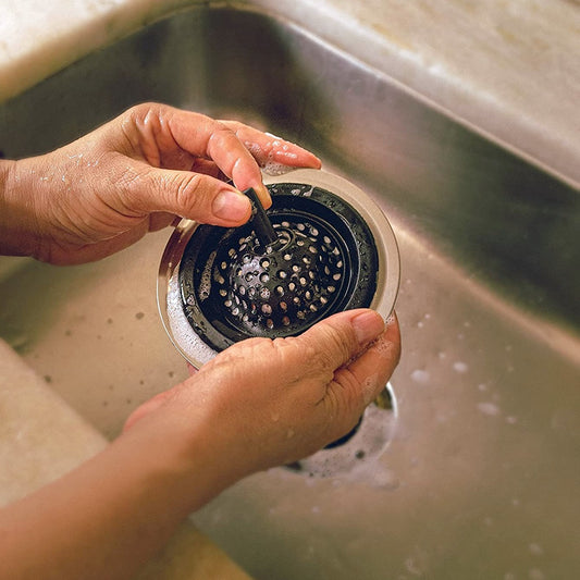 Ralo de Pia Silicone e Inox Preto 12x4cm