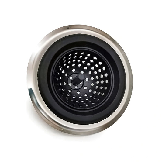 Ralo de Pia Silicone e Inox Preto 12x4cm