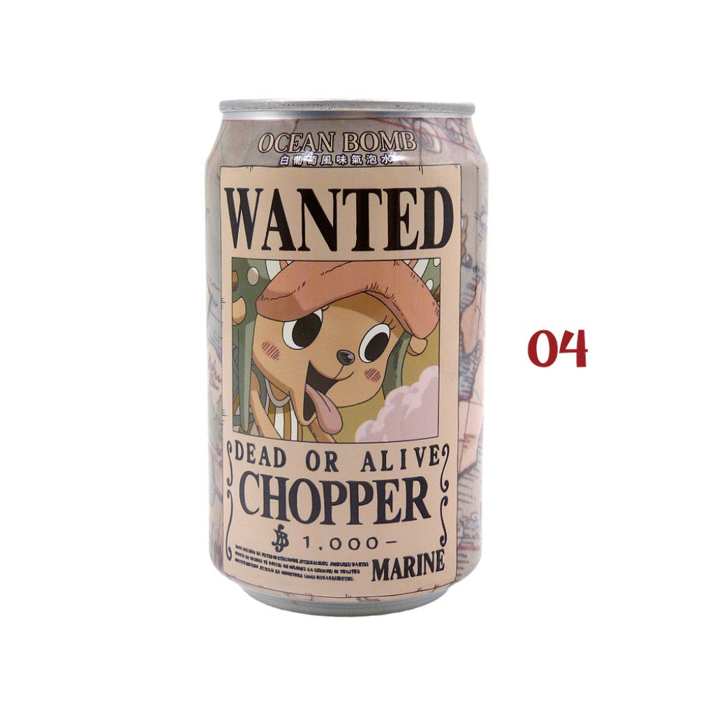 Refrigerante Ocean Bomb One Piece Sabor Uva Branca 330ml Lata Colecionável