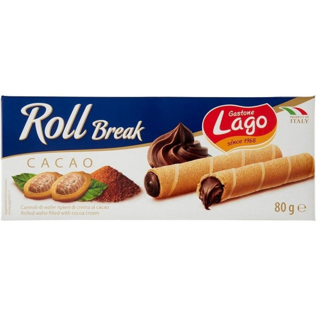 Rolinho Wafer com Recheio de Creme de Cacau 80g Gastone Lago