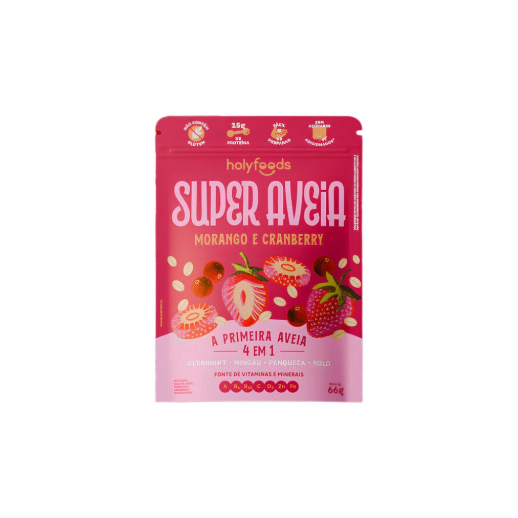 Super Aveia Morango com Cranberry 66g Holyfoods