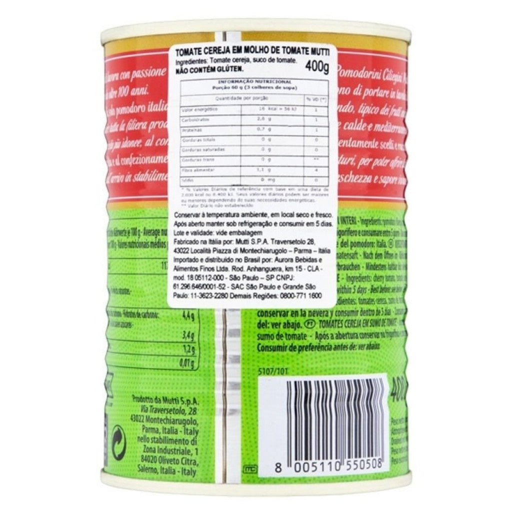 Tomate Cereja Lata 400g Mutti VENC. 31/08/26