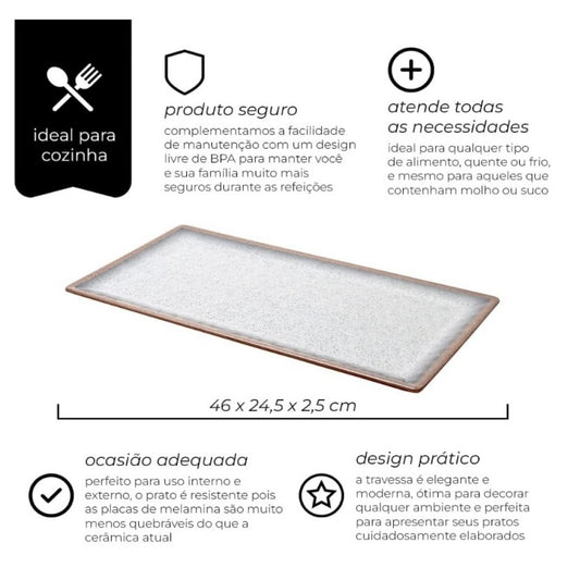 Travessa Retangular Melamina Nippo 45x24cm Mimo