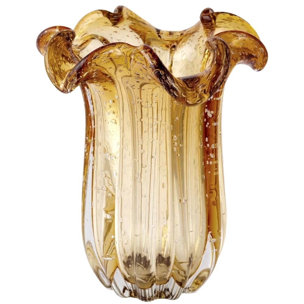 Vaso Decorativo Veneza Murano Ambar 19x24cm