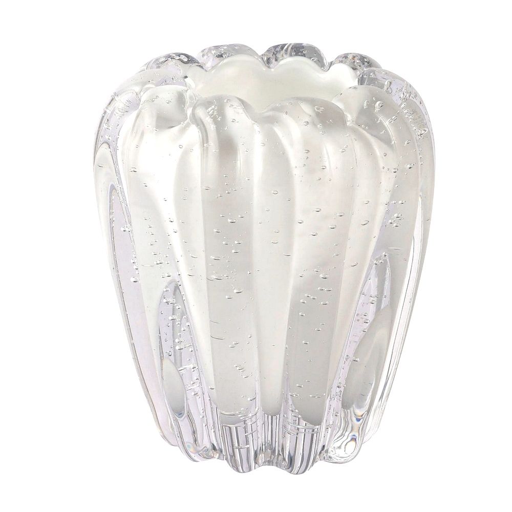 Vaso Decorativo Veneza Murano Branco Leitoso 12cm