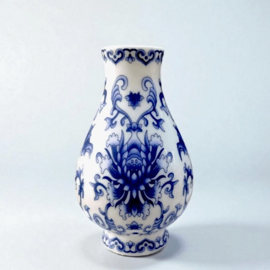 Vaso Porcelana Azul e Branco Martins 7X11cm MVSO-22 Martins