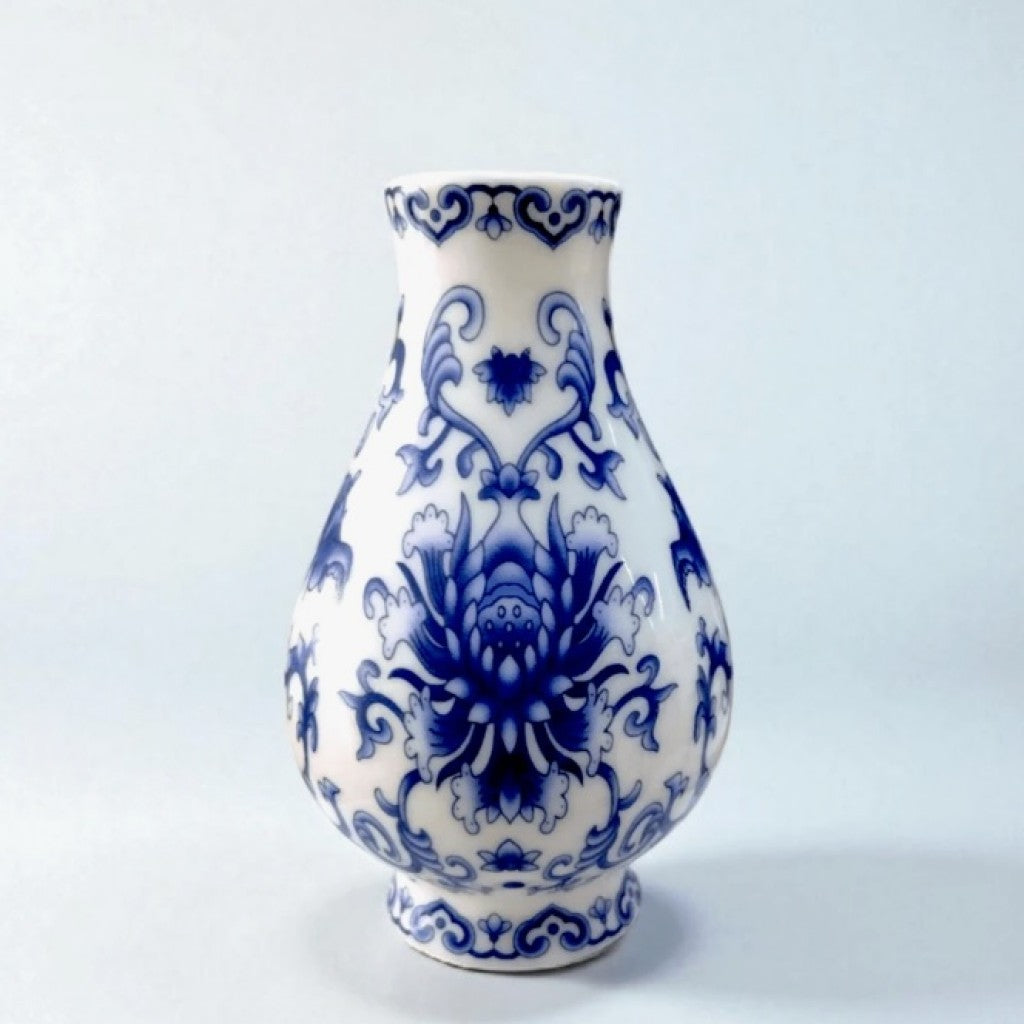 Vaso Porcelana Azul e Branco Martins 7X11cm MVSO-22 Martins