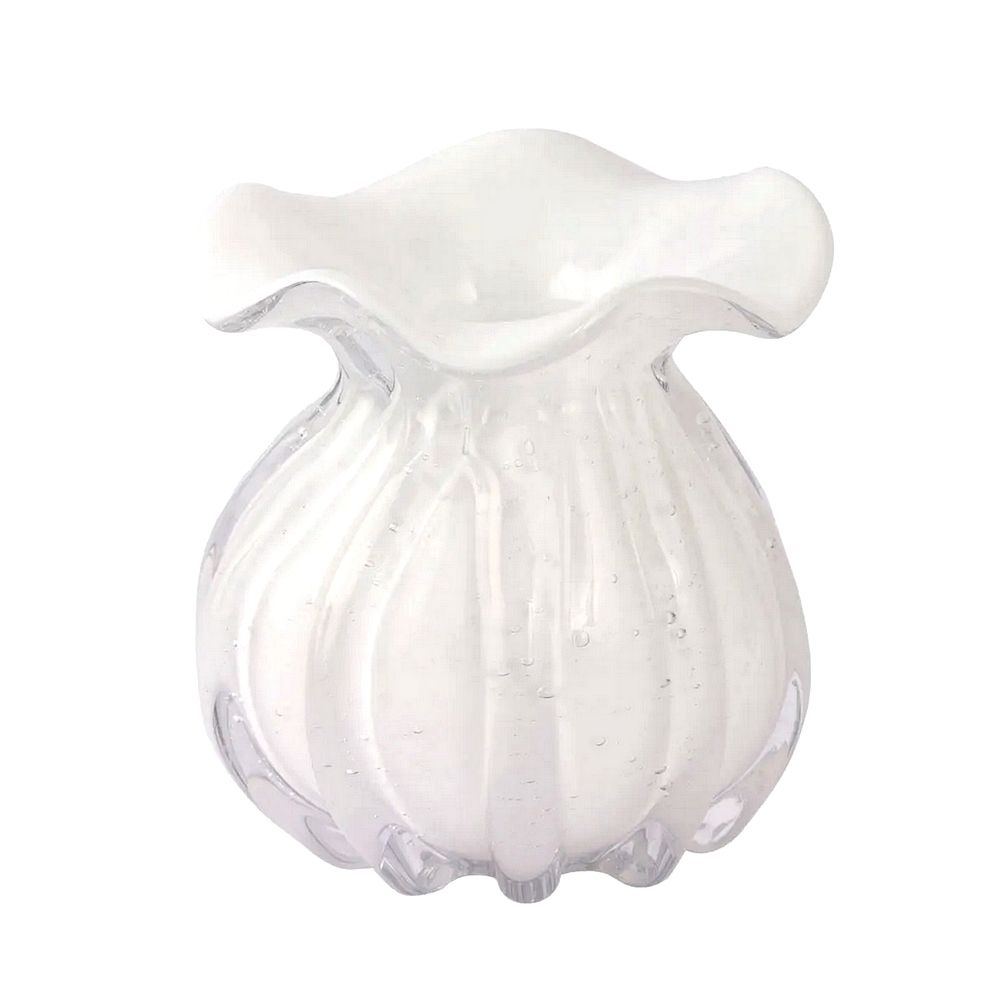 Vaso Trouxinha Veneza Murano Branco Leitoso 11,5cm