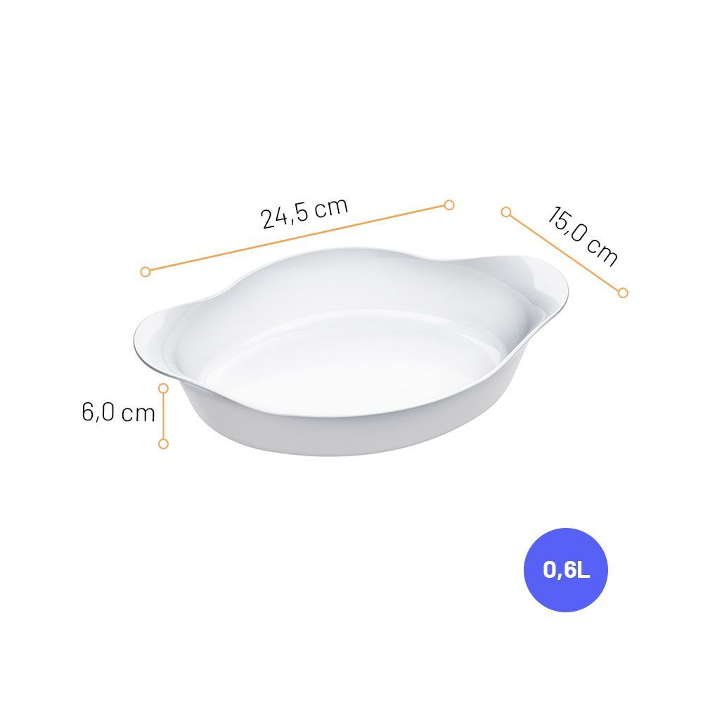 Assadeira Oval Pequena Opaline 600ml